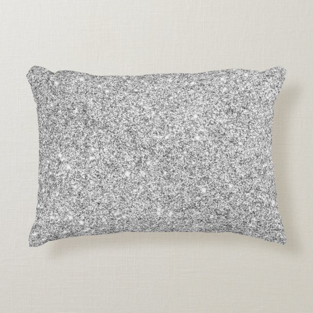 Elegant Silver Glitter Decoratief Kussen (Voorkant)