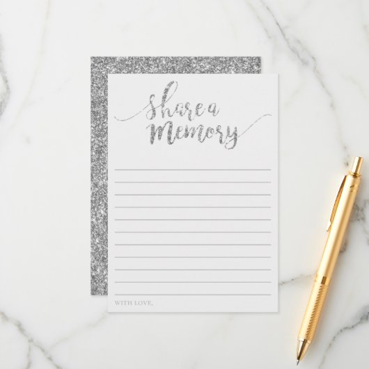 Elegant Silver Glitter Deel een Memory Kaart (Voorkant / Achterkant in situ)