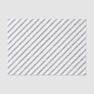Elegant Silver Glitter Diagonal Stripes Patroon Tissuepapier