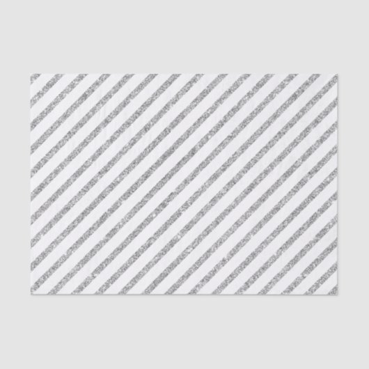 Elegant Silver Glitter Diagonal Stripes Patroon Tissuepapier (Voorkant)
