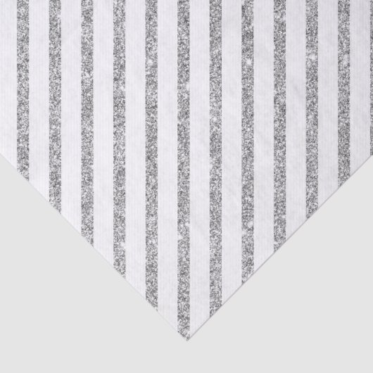 Elegant Silver Glitter Diagonal Stripes Patroon Tissuepapier (Detail)
