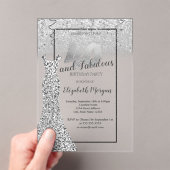 Elegant Silver Glitter Dress 40th Birthday Party Acryl Uitnodigingen (Insitu (Draagbaar))