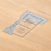 Elegant Silver Glitter Dress 40th Birthday Party Acryl Uitnodigingen (Laagn)