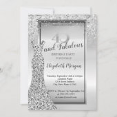 Elegant Silver Glitter Dress 40th Birthday Party Kaart (Voorkant)