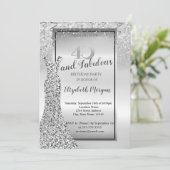 Elegant Silver Glitter Dress 40th Birthday Party Kaart (Staand voorkant)