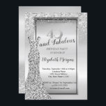 Elegant Silver Glitter Dress 40th Birthday Party Kaart<br><div class="desc">Elegant zilveren glitter jurk en confetti op de achtergrond van glitter bokeh ombre.</div>