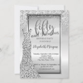 Elegant Silver Glitter Dress 50e verjaardag Kaart (Voorkant)