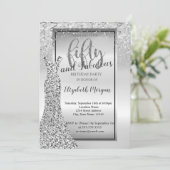 Elegant Silver Glitter Dress 50e verjaardag Kaart (Staand voorkant)