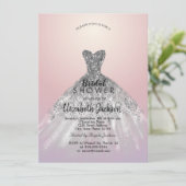 Elegant Silver Glitter Dress, Roze Vrijgezellenfee Kaart (Staand voorkant)