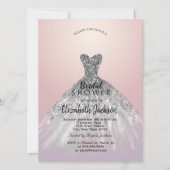 Elegant Silver Glitter Dress, Roze Vrijgezellenfee Kaart (Voorkant)