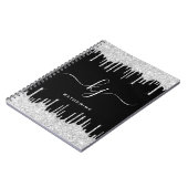 Elegant Silver Glitter Drift 2 Monogram Manuscript Notitieboek (Linkerzijde)