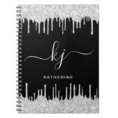 Elegant Silver Glitter Drift 2 Monogram Manuscript Notitieboek (Voorkant)