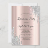 Elegant Silver Glitter Drift Roos Gold Retirement Kaart (Voorkant)