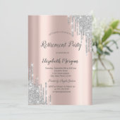 Elegant Silver Glitter Drift Roos Gold Retirement Kaart (Staand voorkant)