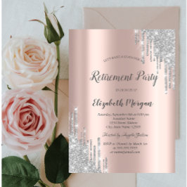 Elegant Silver Glitter Drift Roos Gold Retirement Kaart