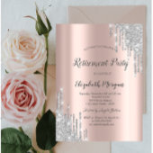 Elegant Silver Glitter Drift Roos Gold Retirement Kaart