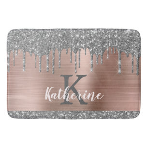 Elegant Silver Glitter Driving Roos Gold Metal Badmat
