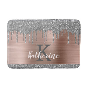 Elegant Silver Glitter Driving Roos Gold Metallic Badmat