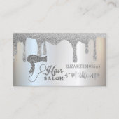Elegant Silver Glitter drukt haarsalon, Makeup Visitekaartje (Voorkant)