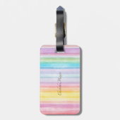 Elegant Silver Glitter Elephant Waterverf Stripes Bagagelabel (Achterkant verticaal)