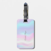 Elegant Silver Glitter Elephants Holographic Bagagelabel (Achterkant verticaal)