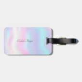 Elegant Silver Glitter Elephants Holographic Bagagelabel (Achterkant horizontaal)