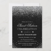Elegant Silver Glitter en Diamonds Sweet Sixteen Kaart (Voorkant)