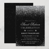 Elegant Silver Glitter en Diamonds Sweet Sixteen Kaart (Voorkant / Achterkant)