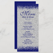 Elegant Silver Glitter en Royal Blue Menu (Voorkant / Achterkant)