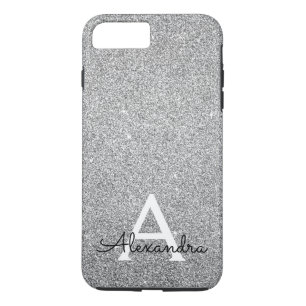 Elegant Silver Glitter en Sparkle Monogram Case-Mate iPhone Case