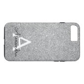 Elegant Silver Glitter en Sparkle Monogram Case-Mate iPhone Case (Achterkant (Horizontaal))