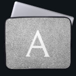 Elegant Silver Glitter en Sparkle Monogram Laptop Sleeve<br><div class="desc">Elegant Silver Faux Glitter en Sparkle Elegant Monogram Hoesje. Dit hoesje kan worden aangepast om uw initiaal en voornaam te omvatten.</div>