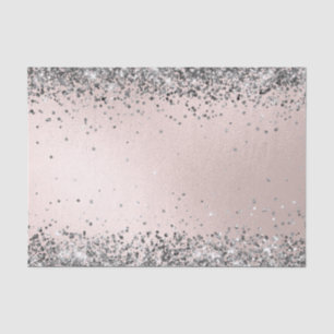 Elegant Silver Glitter Faux Metallic Blush Pink Tissuepapier