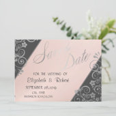 Elegant Silver Glitter Flowers Save the Date (Staand voorkant)