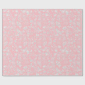 Elegant Silver Glitter Foliage Pink Design Cadeaupapier (Vlak)