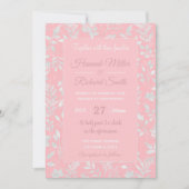 Elegant Silver Glitter Foliage Pink Design Kaart (Voorkant)