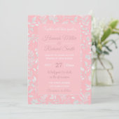 Elegant Silver Glitter Foliage Pink Design Kaart (Staand voorkant)