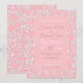 Elegant Silver Glitter Foliage Pink Design Kaart (Voorkant / Achterkant)
