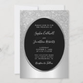 Elegant Silver Glitter Folie All-in-One Weddenscha Kaart (Voorkant)
