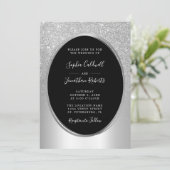 Elegant Silver Glitter Folie All-in-One Weddenscha Kaart (Staand voorkant)
