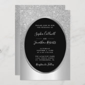 Elegant Silver Glitter Folie All-in-One Weddenscha Kaart (Voorkant / Achterkant)