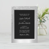 Elegant Silver Glitter Folie All-in-One Weddenscha Kaart (Staand voorkant)