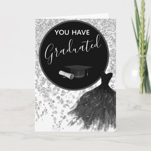 Elegant Silver Glitter Gefeliciteerd Afstuderen Kaart (Voorkant)