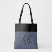 Elegant Silver Glitter (gesimuleerd) zwart monogra Tote Bag (Voorkant)