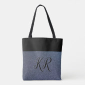 Elegant Silver Glitter (gesimuleerd) zwart monogra Tote Bag (Achterkant)
