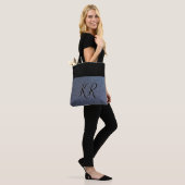 Elegant Silver Glitter (gesimuleerd) zwart monogra Tote Bag (Op model)