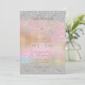 Elegant Silver Glitter Gold Rainbow Abstracte art Kaart (Staand voorkant)