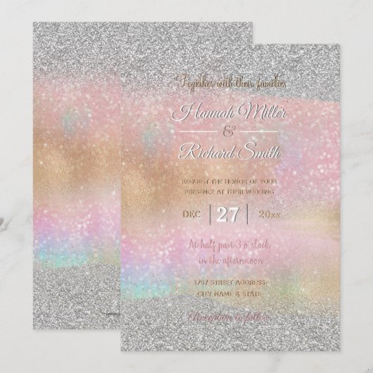 Elegant Silver Glitter Gold Rainbow Abstracte art Kaart (Voorkant / Achterkant)