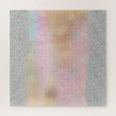 Elegant Silver Glitter Gold Rainbow Abstracte art Legpuzzel (Horizontaal)
