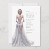 Elegant Silver Glitter Gown Bridal Shower Kaart (Voorkant)